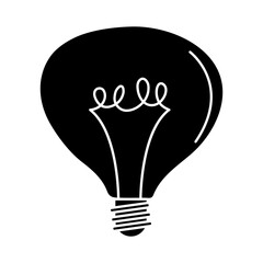 electric light bulb, round lamp, eco idea metaphor, isolated icon silhouette style