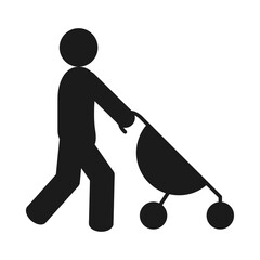 pictogram man with stroller icon, silhouette style
