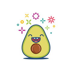 Avocado smiling kawaii cartoon illustration