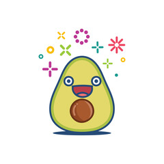 Avocado smiling kawaii cartoon illustration