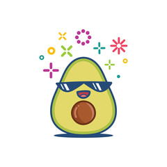 Avocado smiling kawaii cartoon illustration