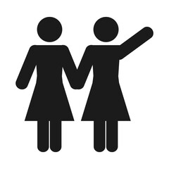pictogram couple of women holding hands, silhouette style