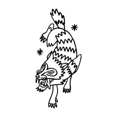 wolf traditional tattoo flash, vector illustration
