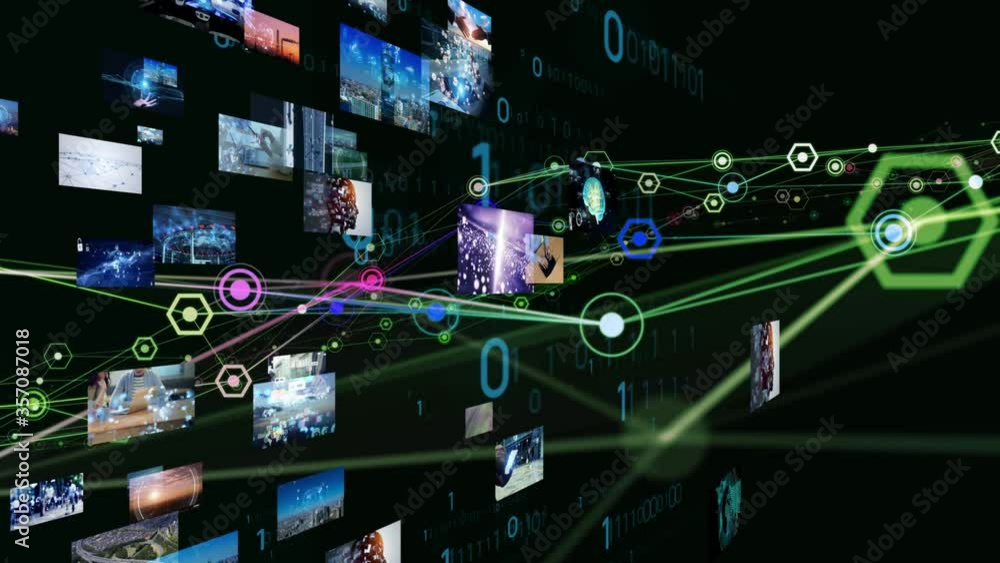 Poster Visual contents concept. Social networking service. Streaming video. communication network.