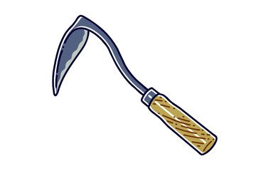 Homi, also known as a Korean hand plow, is a short-handled traditional farming tool used by Koreans. Vector line art illustration.