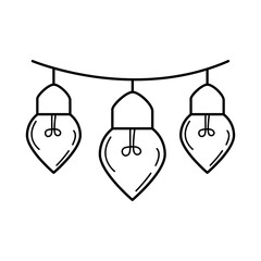 hanging lamps, electric light bulb, eco idea metaphor, isolated icon line style