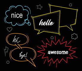 A set of comic speech bubbles and elements