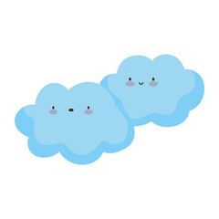 cartoon kawaii clouds isolated icon design white background