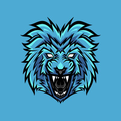 Angry Lion Head Esport Illustration