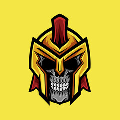 Gladiator Skull Head Logo Illustration