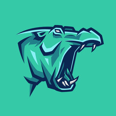 Angry Hippo Head Mascot Logo Illustration