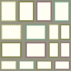 Postage stamps in different colors
