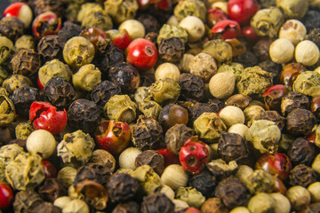 Colored Peppers mix macro shoot, center of composition in camera focus