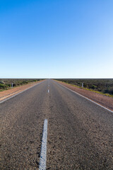 A long highway and straight horizon on the Nullarbor, South Australia