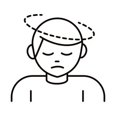 covid 19 coronavirus prevention, sick man with headache, spread outbreak pandemic line style icon
