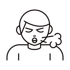 covid 19 coronavirus prevention, sick man with dry cough, spread outbreak pandemic line style icon