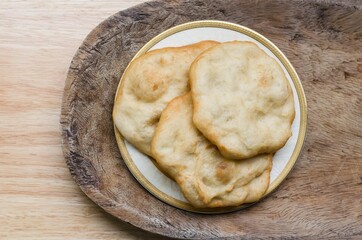 Traditional Panamanian recipe made of fried wheat dough.  It is known as hojaldre, hojaldra, ...