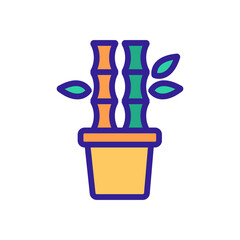 bamboo plant in pot icon vector. bamboo plant in pot sign. isolated color symbol illustration