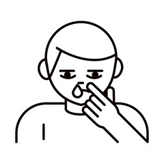covid 19 coronavirus prevention, sick boy sneezing and coughing, spread outbreak pandemic line style icon