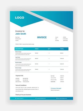 Creative style business invoice design for accountants vector template
