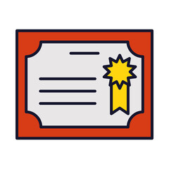 academic diploma icon, line and fill style