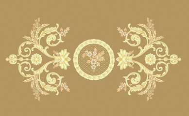Baroque Rococo style wallpaper design, European background pattern, suitable for textile, clothing and bottom design