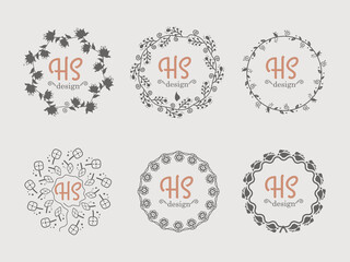 Hand drawn set of floral wreaths vector
