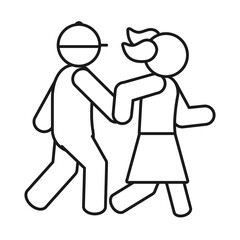pictogram girl and boy holding hands walking, line style