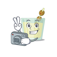 a professional photographer martini cocktail cartoon picture working with camera