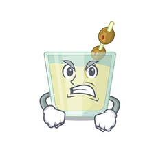 A cartoon picture of martini cocktail showing an angry face