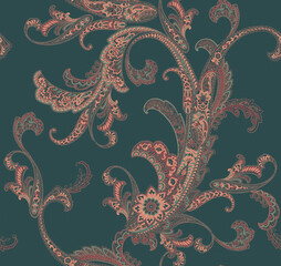 Classic paisley and fine lace pattern, Persian pattern，suitable for textile clothing and wallpaper design, invitation design