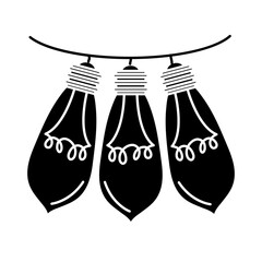 hanging lamps, electric light bulb, eco idea metaphor, isolated icon silhouette style