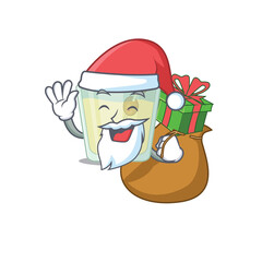 Cartoon design of martini cocktail Santa having Christmas gift
