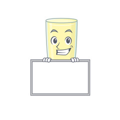 Obraz premium Screaming orgasm cocktail cartoon design style standing behind a board