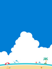 夏　海　背景素材　入道雲