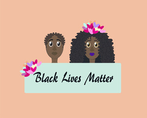 Black lives matter concept. Campaign against racial discrimination on the colour of dark skin. Illustration.