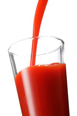 グラスにトマトジュースを注ぐ　Pouring tomato juice into a glass