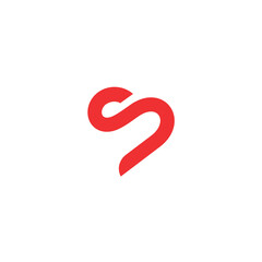 initial letter S  logo and love, line art style design and template