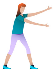 young girl in sportswear pulls her arms to hug her best friend. International Friendship Day, lively human communication. Isolated vector on white background