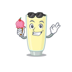 A cartoon drawing of screaming orgasm cocktail holding cone ice cream