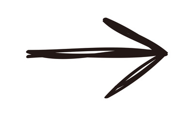 手描きのラフな矢印のイラスト。