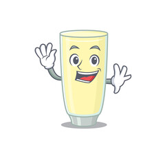 A charming screaming orgasm cocktail mascot design style smiling and waving hand