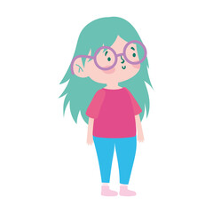 cute little girl cartoon character isolated icon design white background