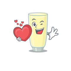 A sweet screaming orgasm cocktail cartoon character style holding a big heart