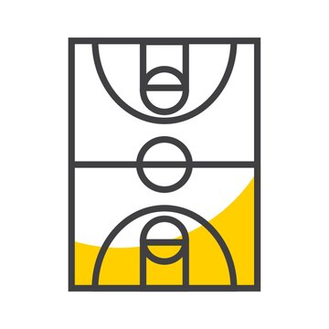 basketball court yellow and white outline clip art preview