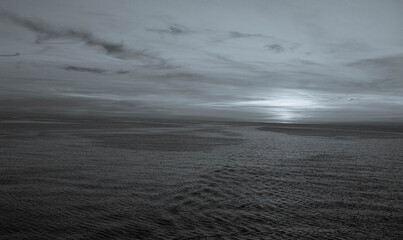 Fototapeta na wymiar Sunset Over the Atlantic in B & W
