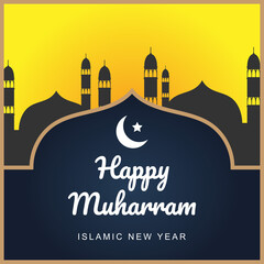 Happy muharram muslim festival in islamic style. - Vector.