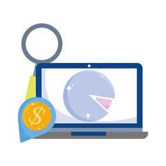 online payment, laptop chart report money, ecommerce market shopping, mobile app