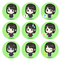 制服の女の子 全身 表情 アイコン