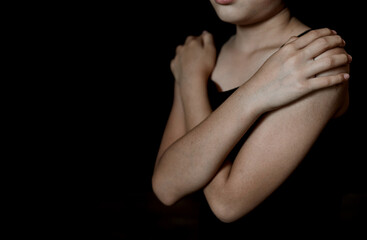 Fototapeta premium Fear child abuse little girl concept